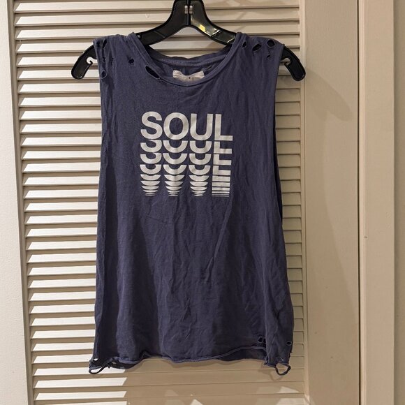 SoulCycle Renee Tank | Stonewash Distressed NWOT | Size M | White Stacked Logo - Picture 1 of 7